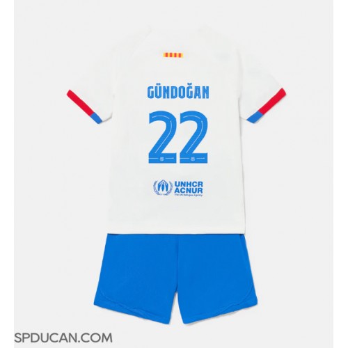Dječji Nogometni Dres Barcelona Ilkay Gundogan #22 Gostujuci 2023-24 Kratak Rukav (+ Kratke hlače)